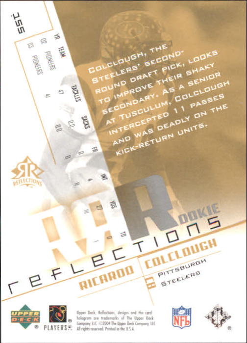 2004 Reflections #155 Ricardo Colclough/750 RC back image