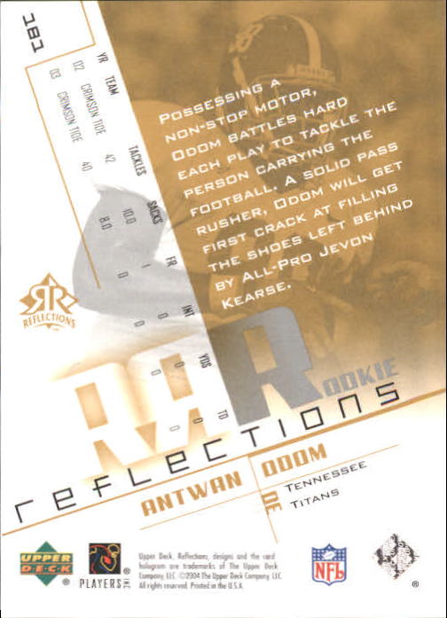 2004 Reflections #181 Antwan Odom/750 RC back image