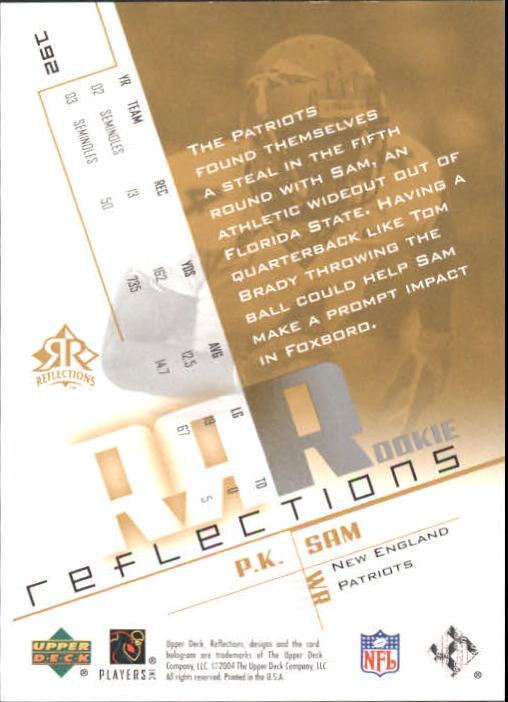 2004 Reflections #192 P.K. Sam/750 RC back image