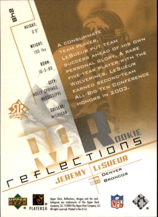 B3210- 2004 Reflections FB Rookies Stars Inserts -You Pick- 15+ FREE US SHIP - Picture 62 of 116