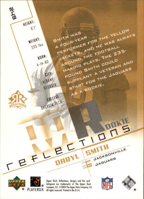 2004 Reflections #249 Daryl Smith RC back image