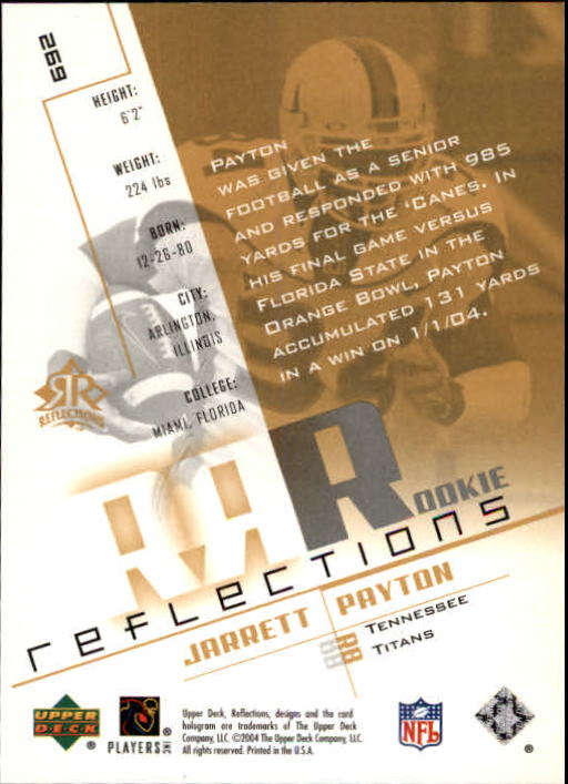 2004 Reflections #269 Jarrett Payton RC back image