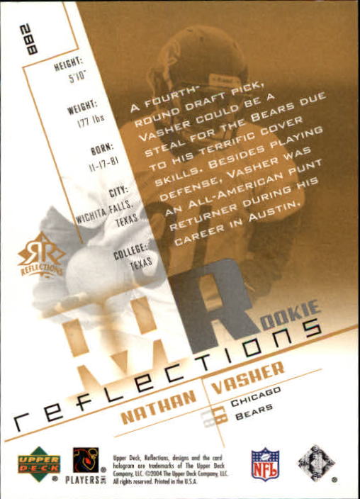 2004 Reflections #288 Nathan Vasher RC back image