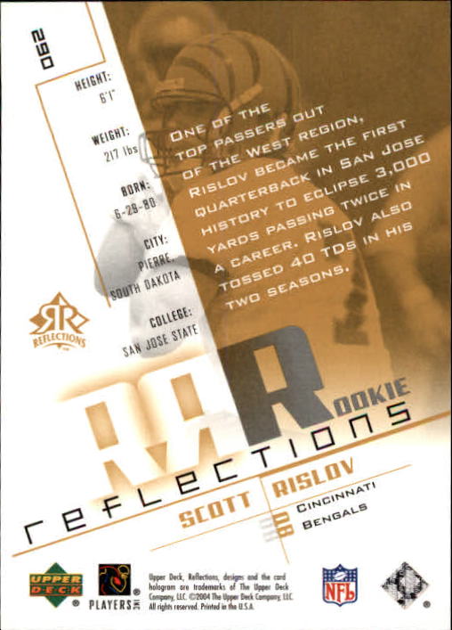 2004 Reflections #290 Scott Rislov RC back image