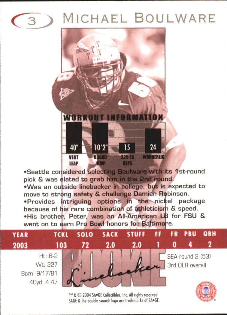 2004 Sage Football "Main Set" Base Cards - Picture 7 of 93