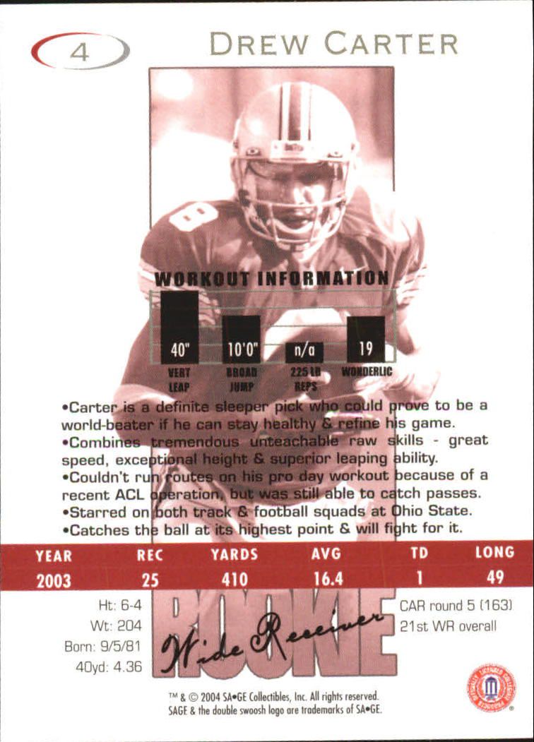 2004 Sage Football "Main Set" Base Cards - Picture 9 of 93