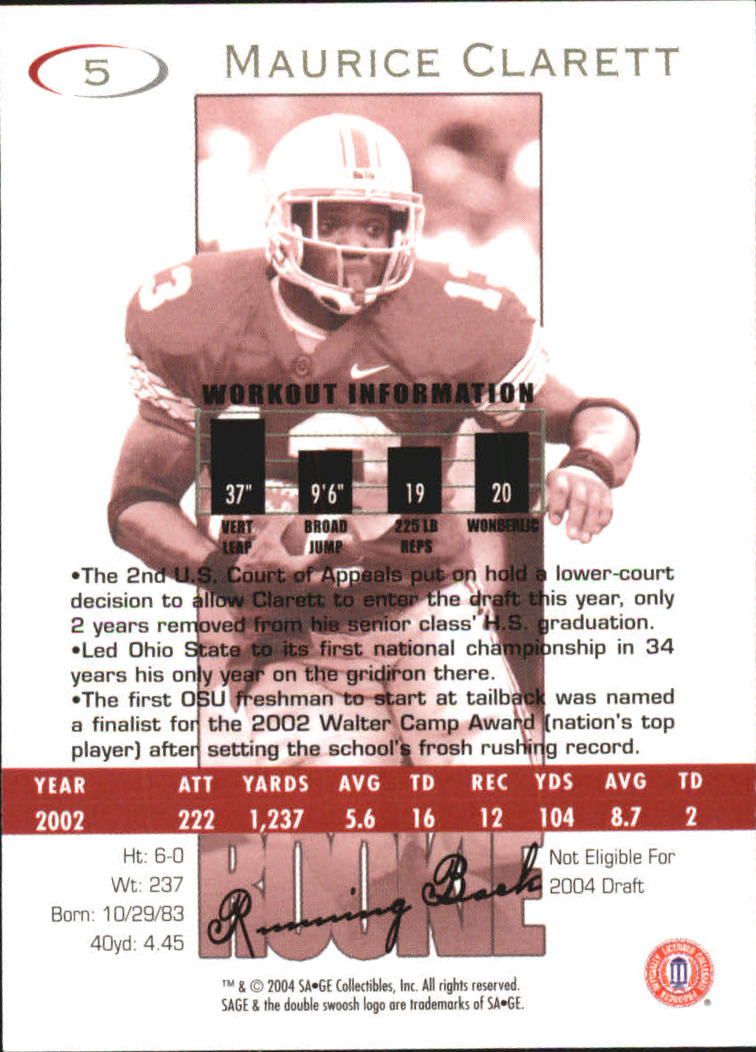 2004 Sage Football "Main Set" Base Cards - Picture 11 of 93