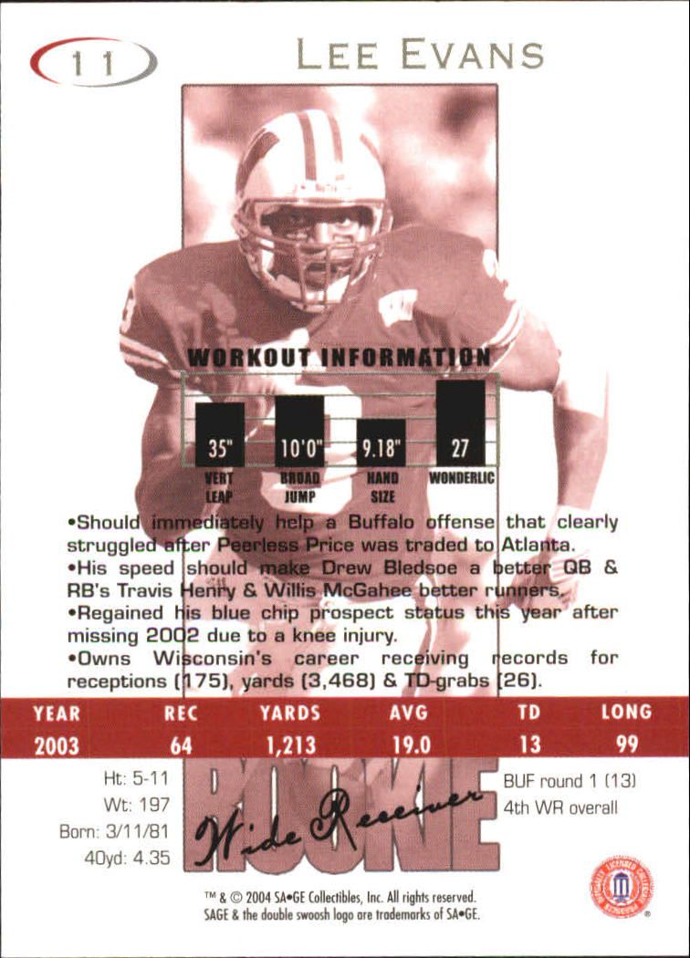 2004 Sage Football "Main Set" Base Cards - Picture 23 of 93