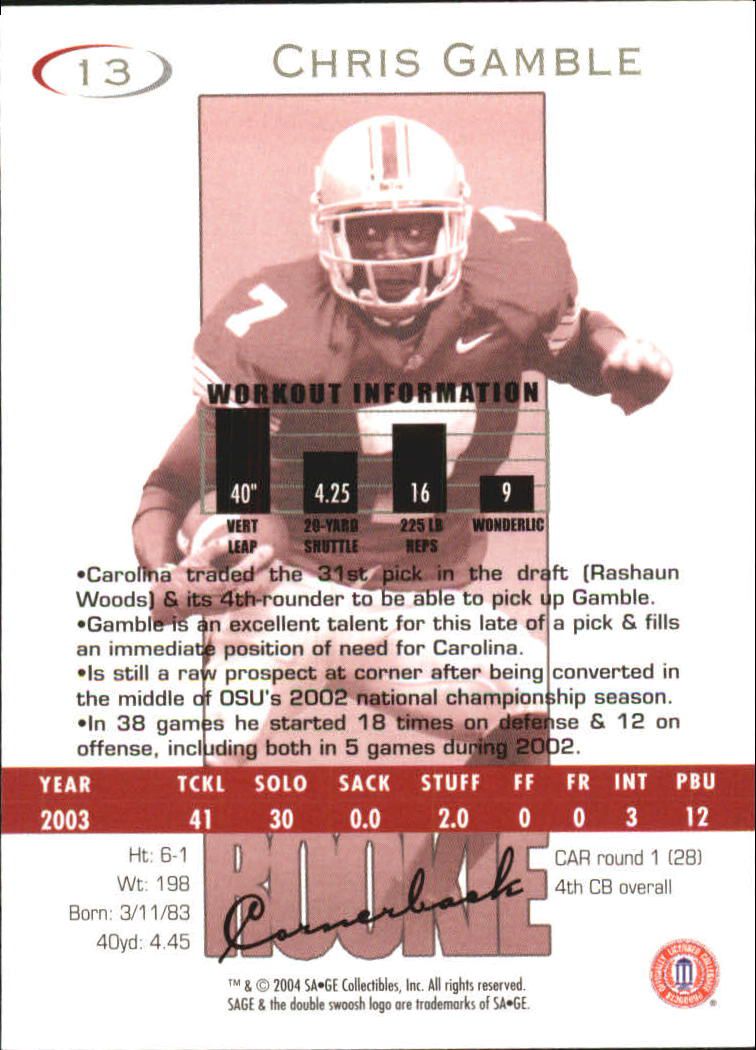 2004 Sage Football "Main Set" Base Cards - Picture 27 of 93