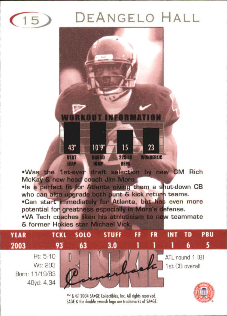 2004 Sage Football "Main Set" Base Cards - Picture 31 of 93