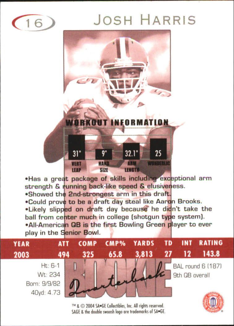 2004 Sage Football "Main Set" Base Cards - Picture 33 of 93