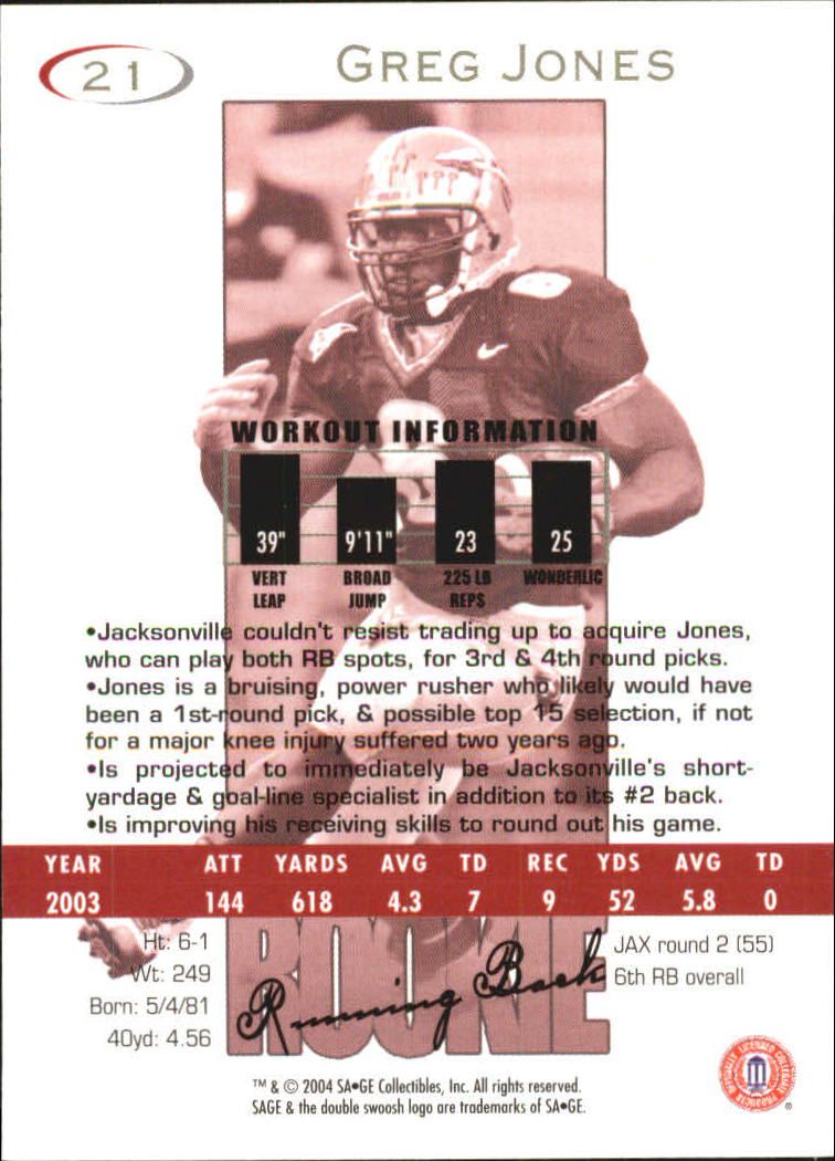 2004 Sage Football "Main Set" Base Cards - Picture 43 of 93