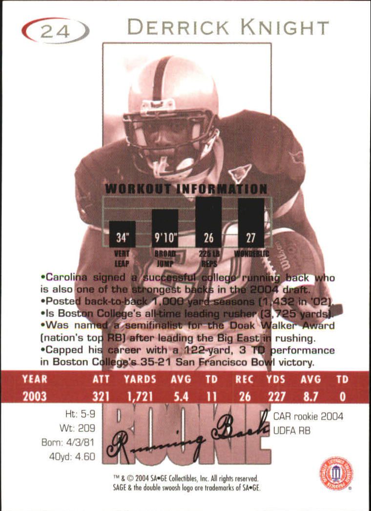 2004 Sage Football "Main Set" Base Cards - Picture 49 of 93