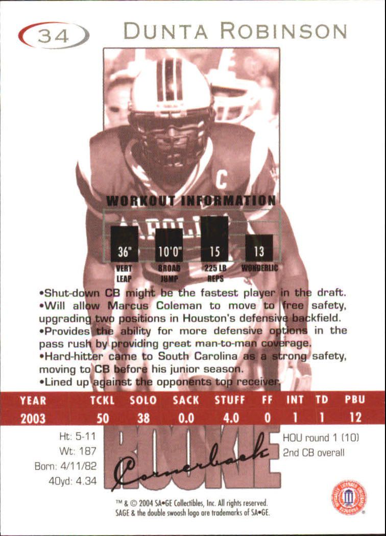 2004 Sage Football "Main Set" Base Cards - Picture 69 of 93