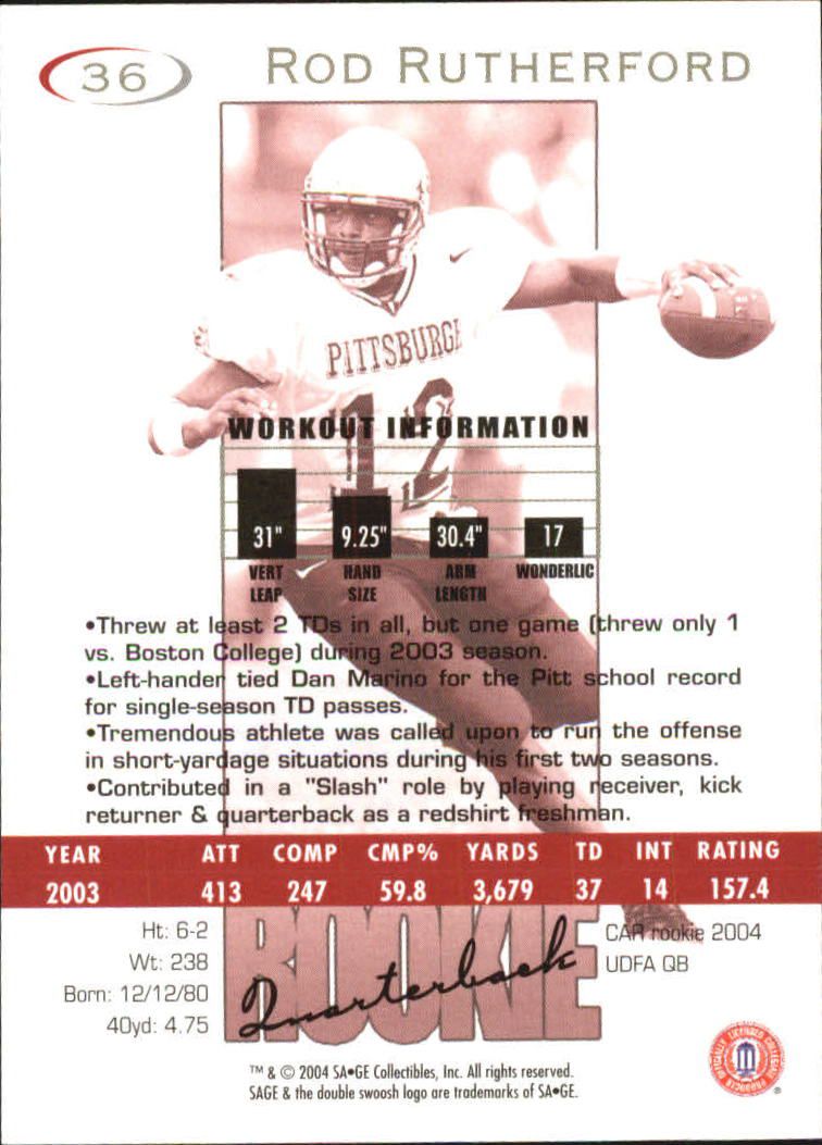 2004 Sage Football "Main Set" Base Cards - Picture 73 of 93