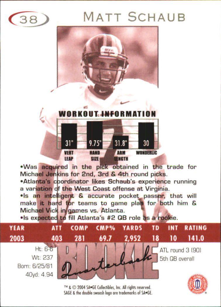 2004 Sage Football "Main Set" Base Cards - Picture 77 of 93