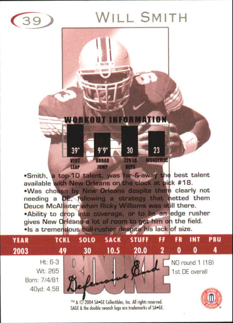2004 Sage Football "Main Set" Base Cards - Picture 79 of 93