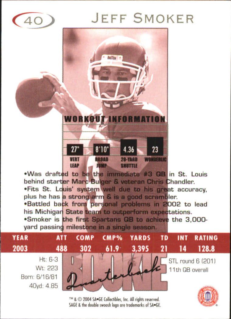 2004 Sage Football "Main Set" Base Cards - Picture 81 of 93