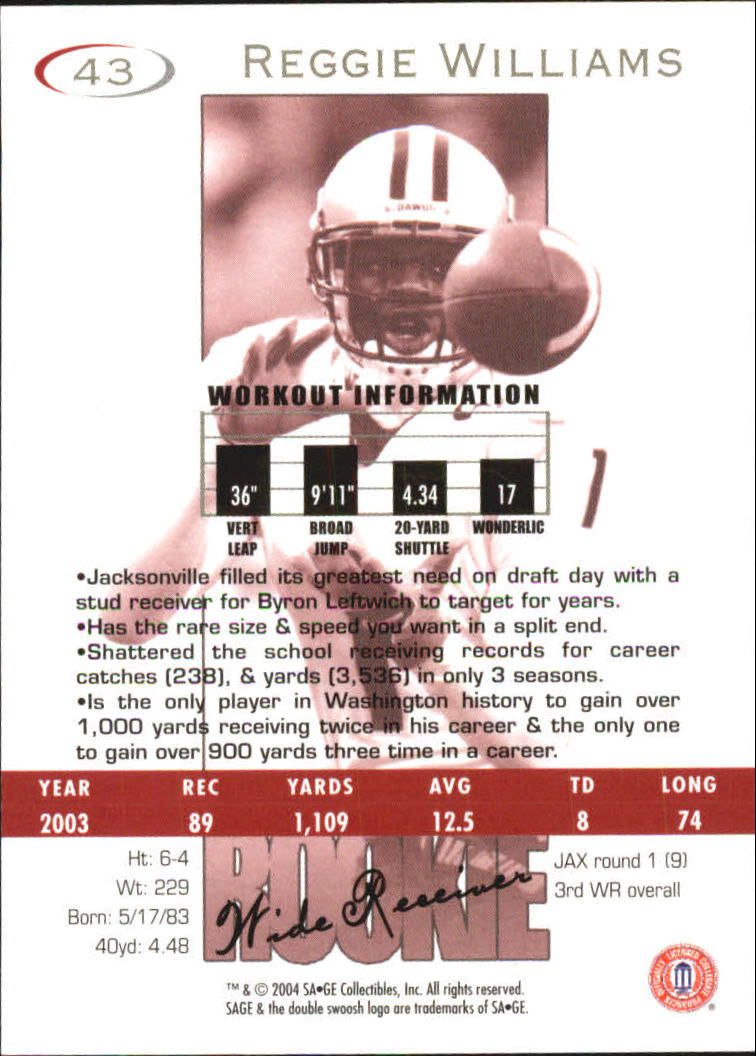 2004 Sage Football "Main Set" Base Cards - Picture 87 of 93
