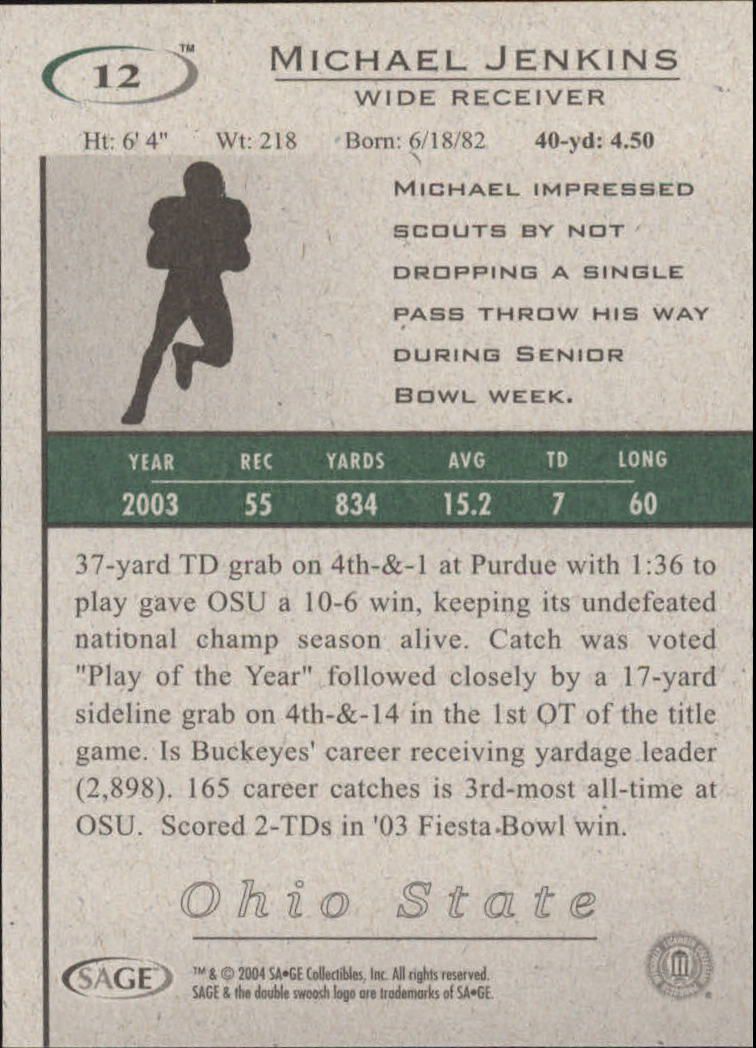 2004 Sage HIT Football "Main Set" Base Cards - Picture 25 of 93