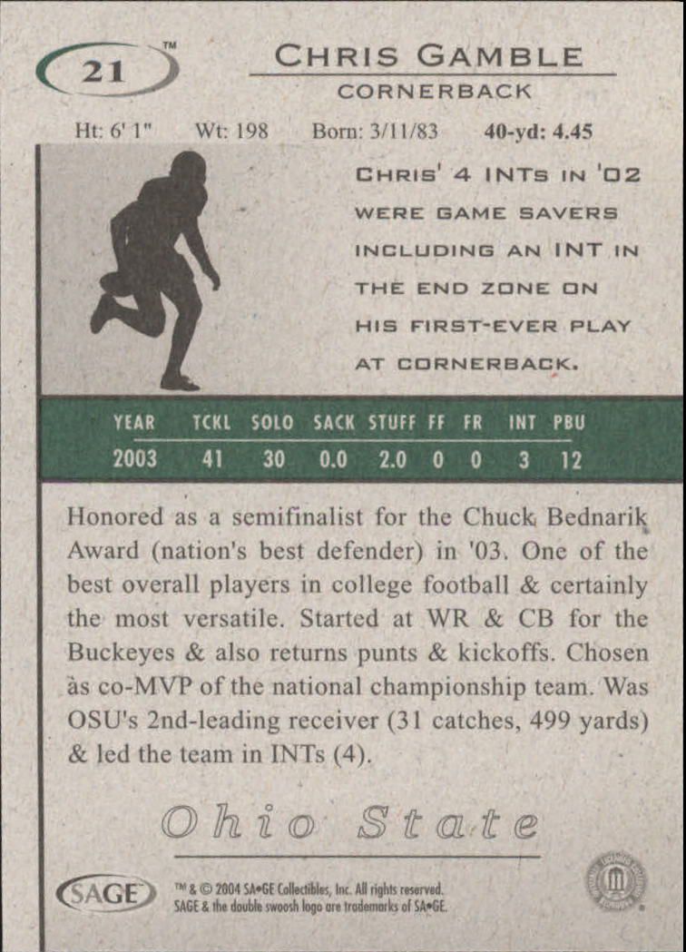 2004 Sage HIT Football "Main Set" Base Cards - Picture 43 of 93