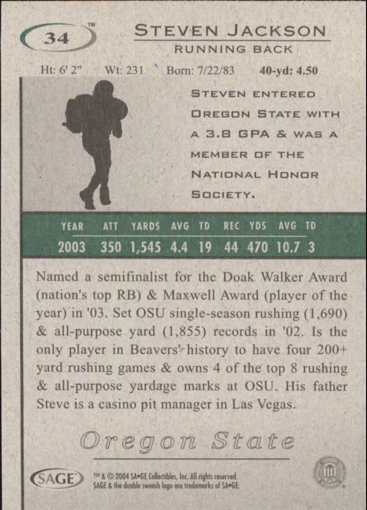 2004 Sage HIT Football "Main Set" Base Cards - Picture 69 of 93