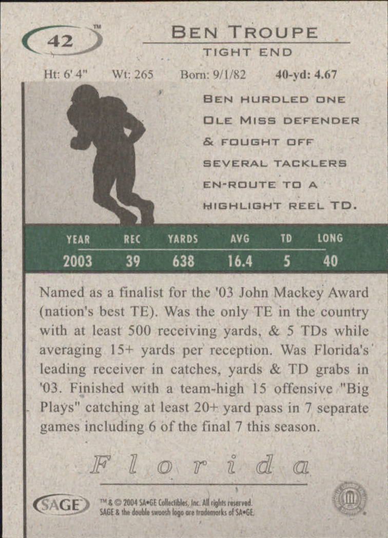 2004 Sage HIT Football "Main Set" Base Cards - Picture 85 of 93