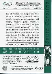 2004 SAGE HIT Autographs Emerald #A32 Dunta Robinson