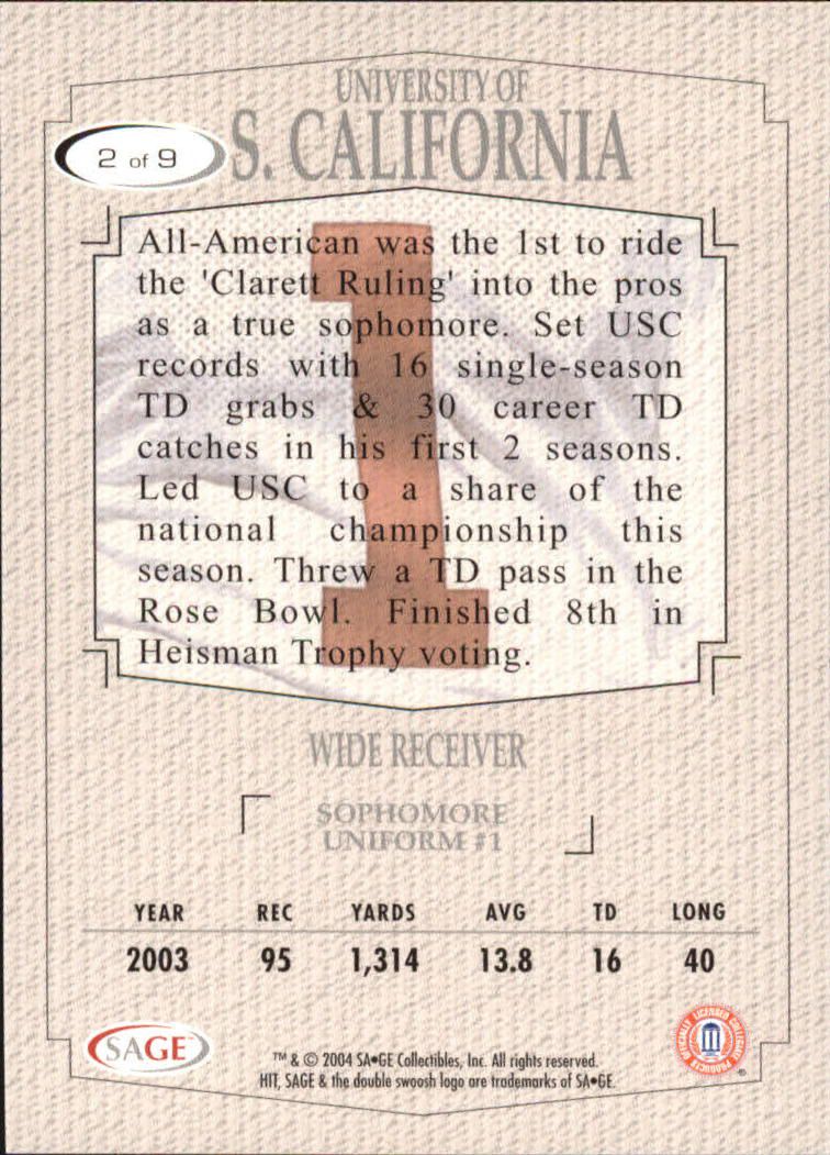 2004 Sage Hit Football Inside the Numbers Emerald Rookie Singles - You Choose - Picture 3 of 13