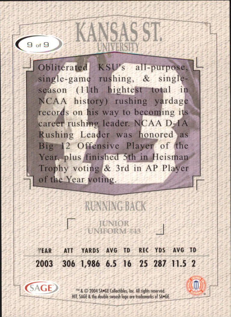 2004 Sage Hit Football Inside the Numbers Emerald Rookie Singles - You Choose - Picture 13 of 13