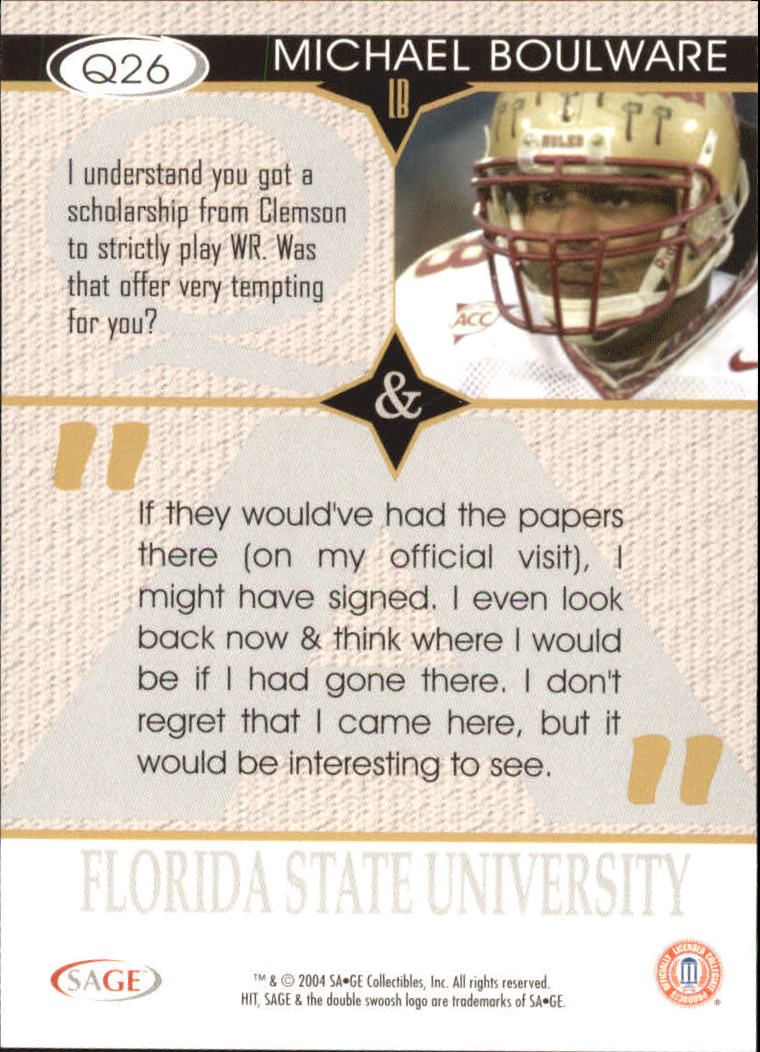 2004 Sage HIT Football "Insert" Cards - Picture 25 of 56