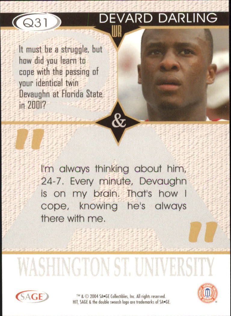 2004 Sage HIT Football "Insert" Cards - Picture 29 of 56