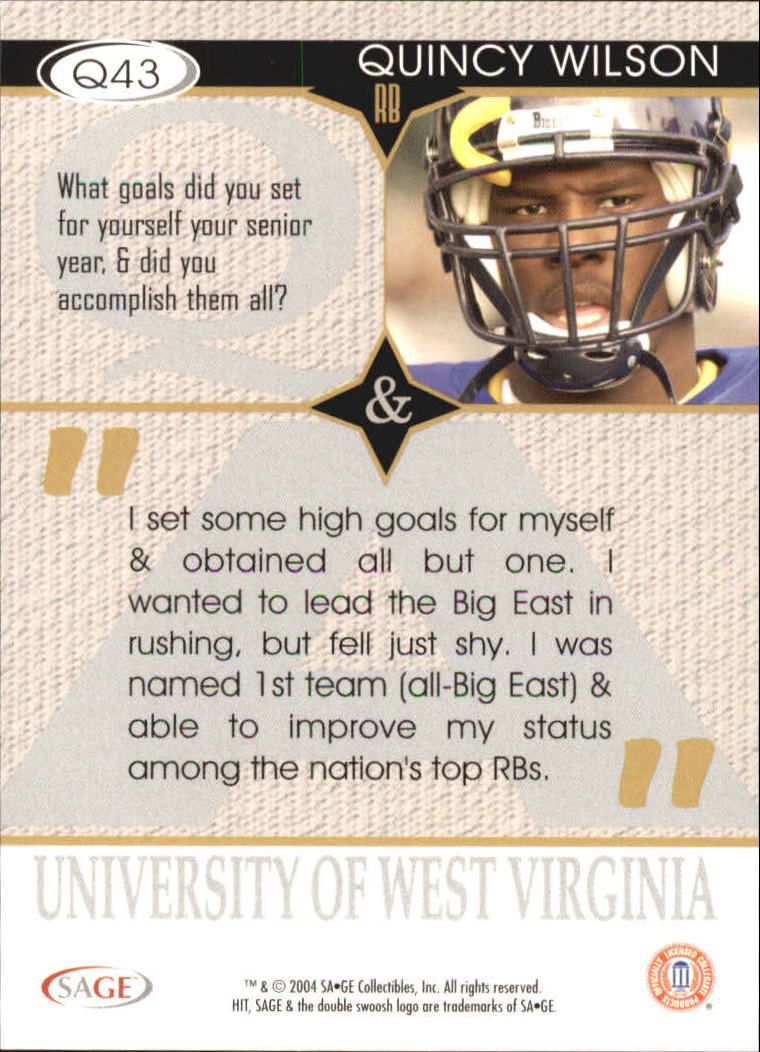 2004 Sage HIT Football "Insert" Cards - Picture 37 of 56