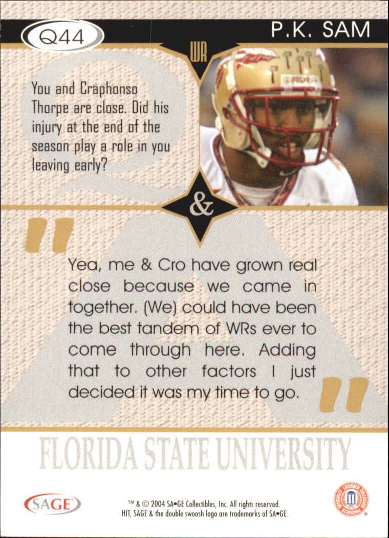 2004 Sage HIT Football "Insert" Cards - Picture 39 of 56