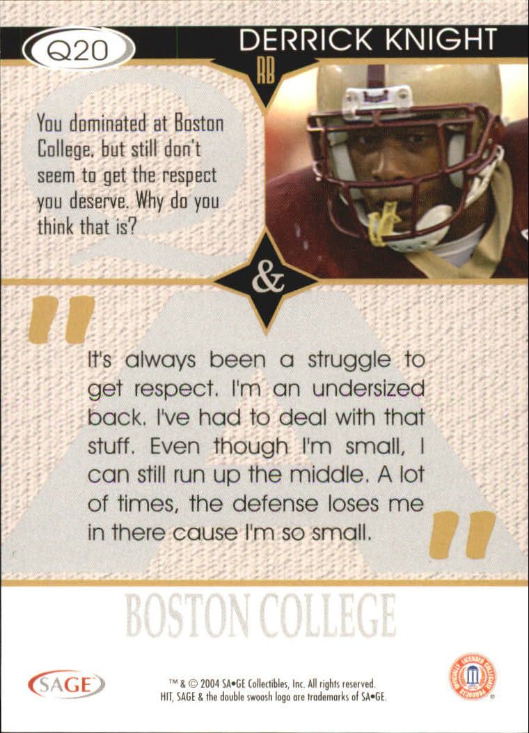 2004 Sage HIT Football "Insert" Cards - Picture 45 of 56