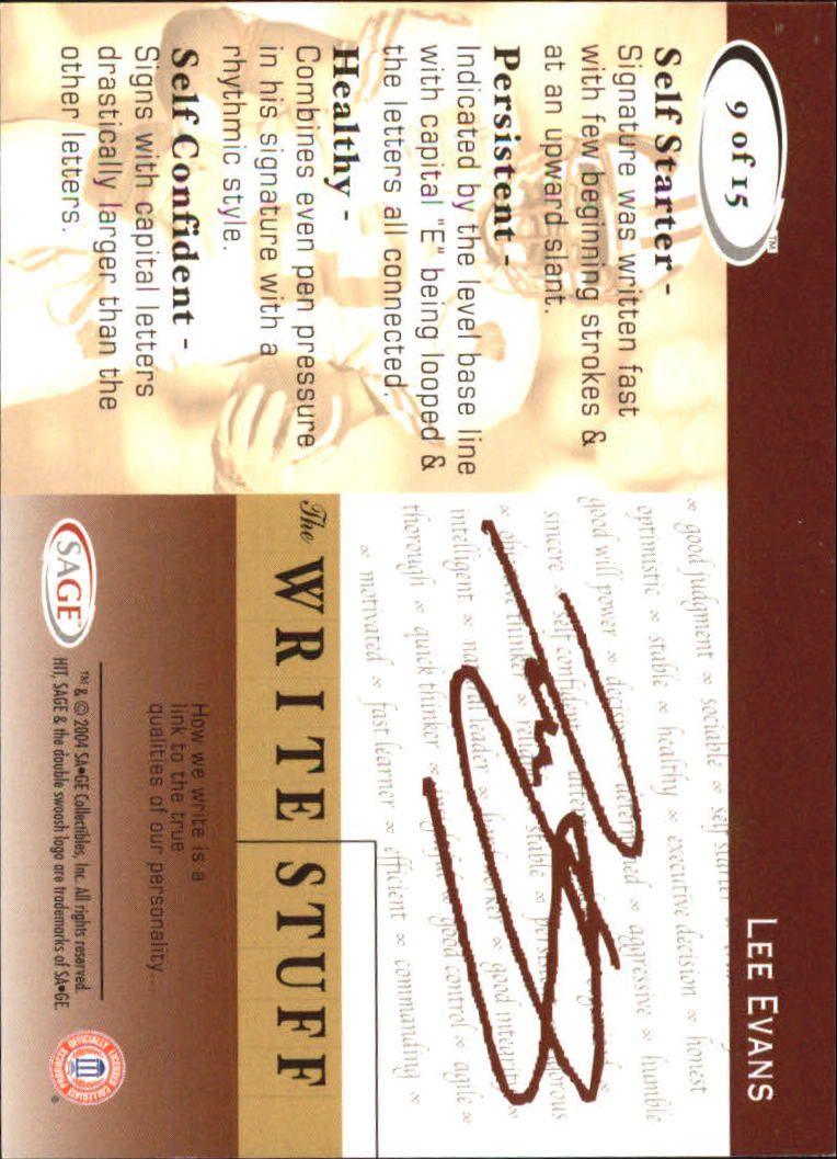 2004 Sage HIT Football "Insert" Cards - Picture 54 of 56