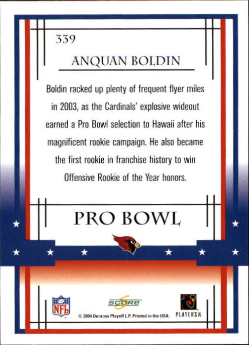 2004 Score #339 Anquan Boldin PB back image