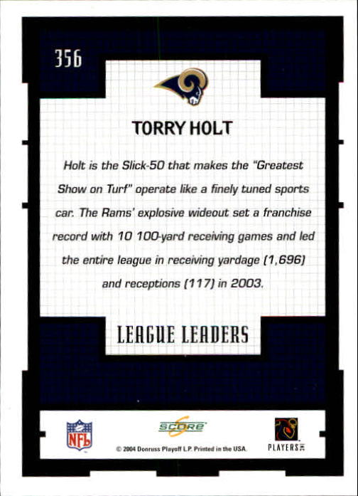 2004 Score #356 Torry Holt LL back image