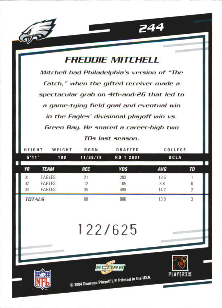 2004 Score Scorecard #244 Freddie Mitchell back image