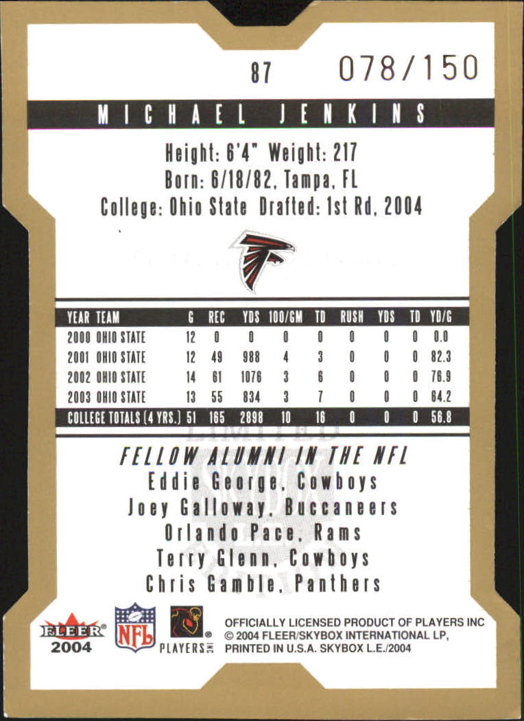 2004 SkyBox LE Gold #87 Michael Jenkins back image