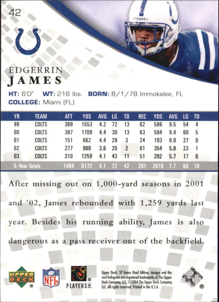 2004 SP Game Used Edition (Upper Deck) Football "Main Set" Cards - Bild 25 von 85