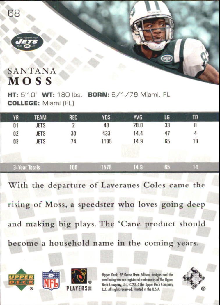 2004 SP Game Used Edition (Upper Deck) Football "Main Set" Cards - Bild 33 von 85