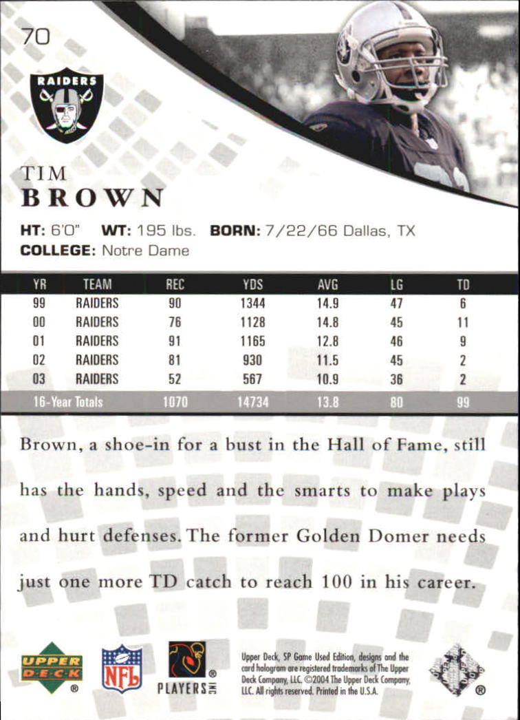 2004 SP Game Used Edition (Upper Deck) Football "Main Set" Cards - Bild 35 von 85