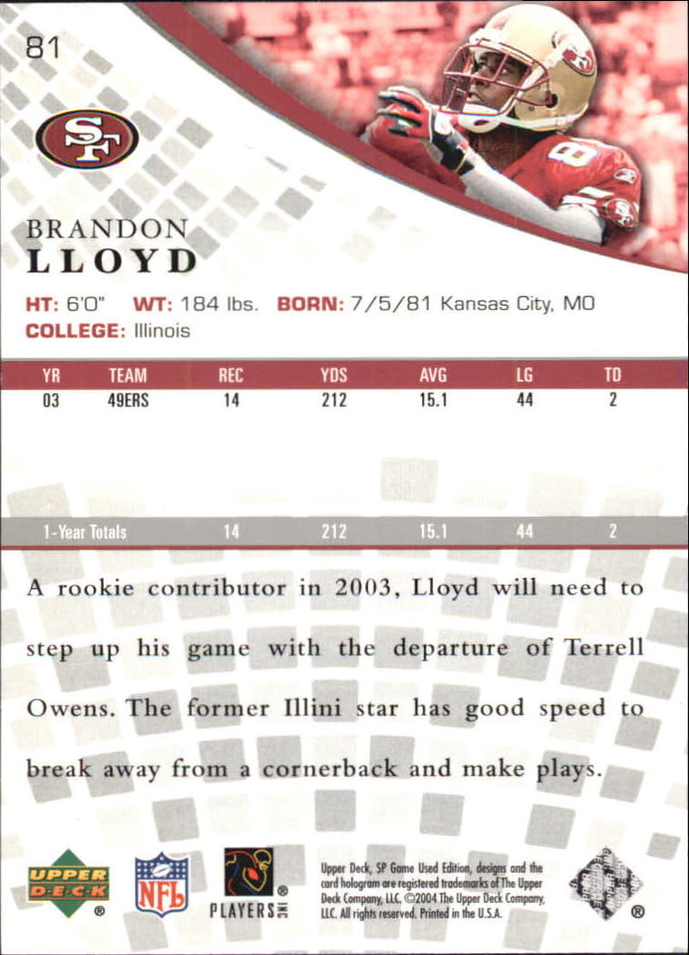 2004 SP Game Used Edition (Upper Deck) Football "Main Set" Cards - Bild 51 von 85