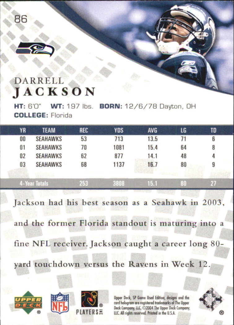 2004 SP Game Used Edition (Upper Deck) Football "Main Set" Cards - Bild 57 von 85