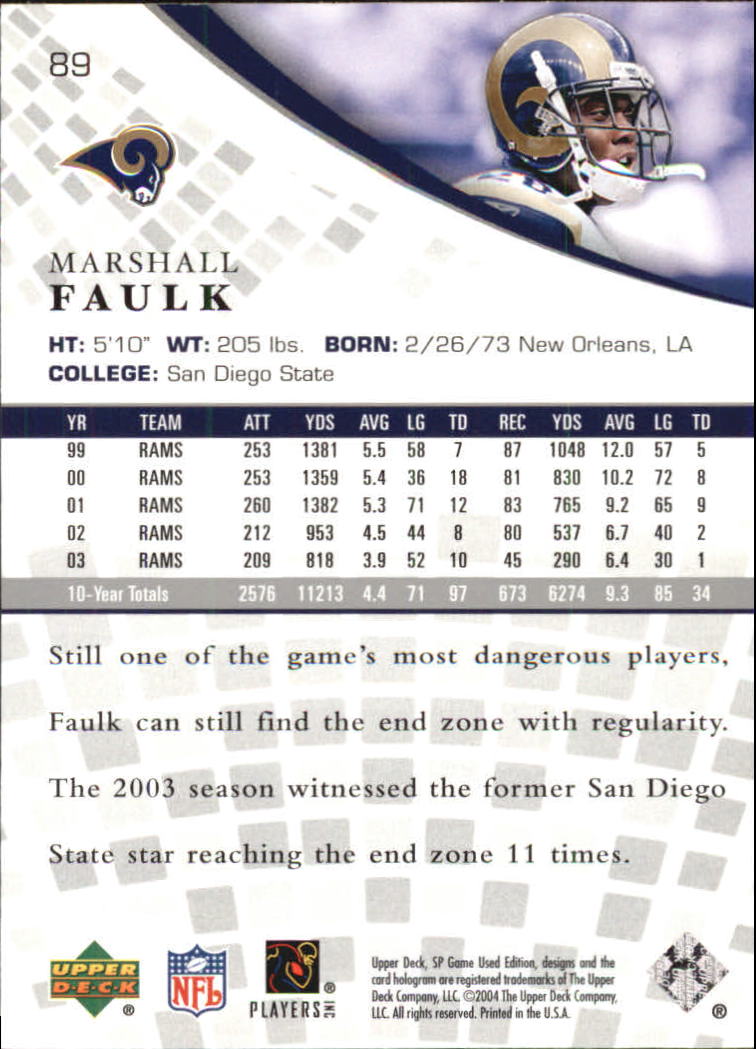 2004 SP Game Used Edition (Upper Deck) Football "Main Set" Cards - Bild 63 von 85