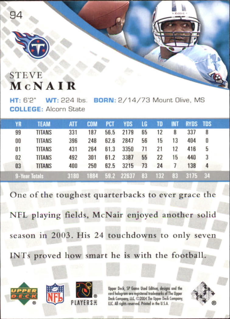 2004 SP Game Used Edition (Upper Deck) Football "Main Set" Cards - Bild 71 von 85