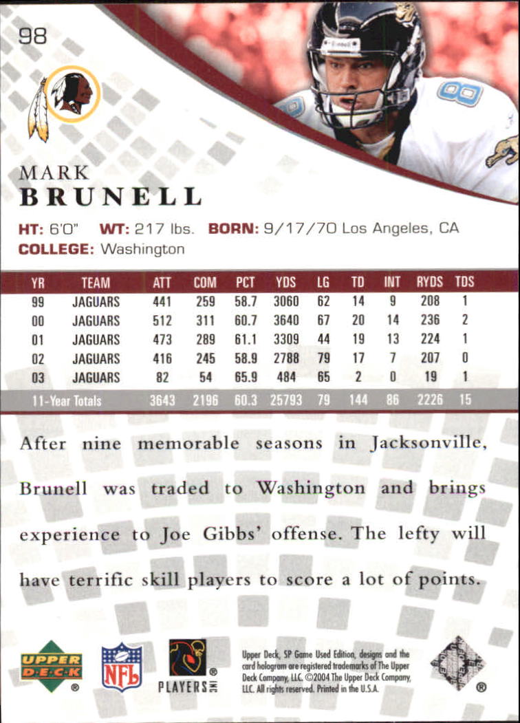 2004 SP Game Used Edition (Upper Deck) Football "Main Set" Cards - Bild 75 von 85