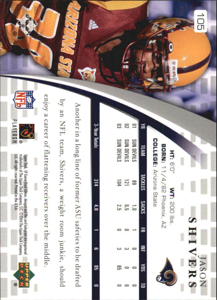 2004 SP Game Used Edition (Upper Deck) Football "Main Set" Cards - Bild 81 von 85
