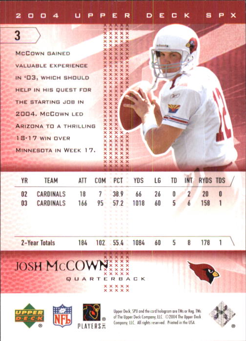 2004 SPx (Upper Deck) Football "Main Set" Cards #1 to #179 - Picture 7 of 276